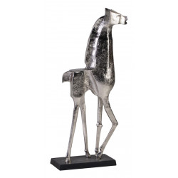 Sculpture Cheval Aluminium Argent 50x23x115cm