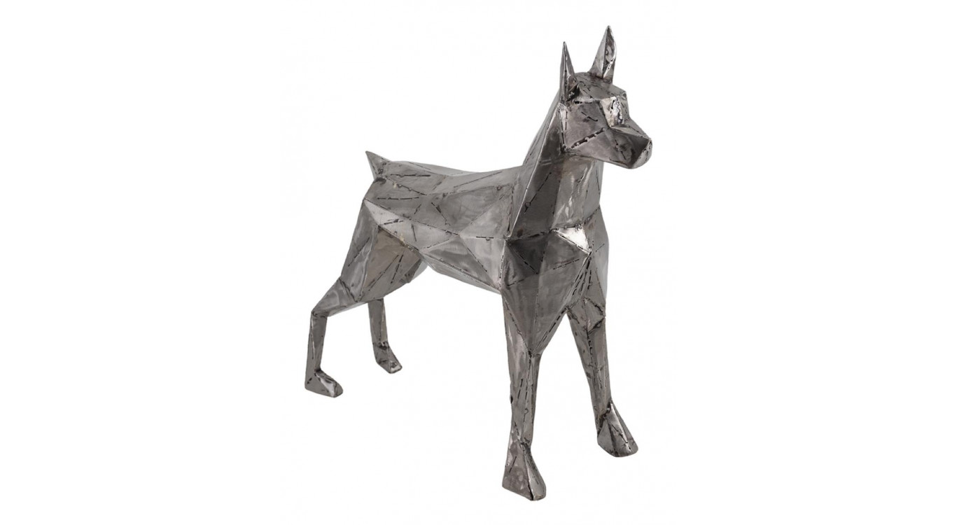 Sculpture Chien Fer Argent 65x19x60cm