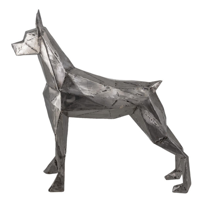 Sculpture Chien Fer Argent 65x19x60cm