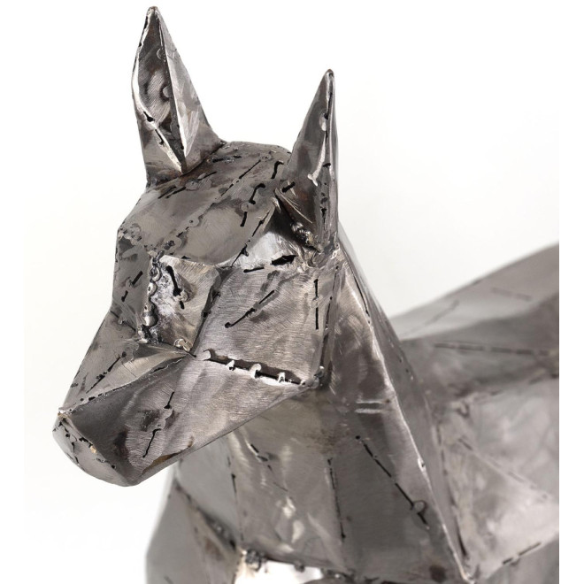 Sculpture Chien Fer Argent 65x19x60cm