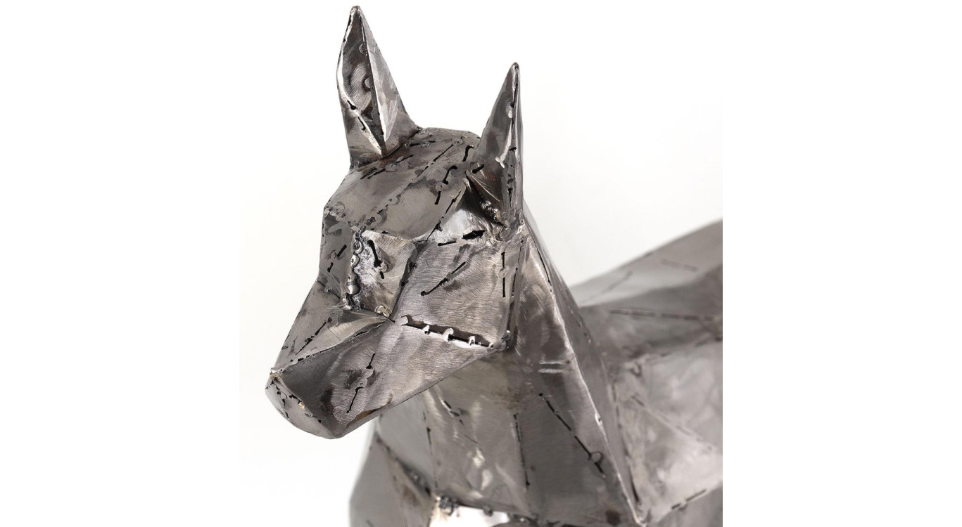 Sculpture Chien Fer Argent 65x19x60cm