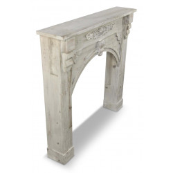 Encadrement Manteau Cheminée Bois Cerusé Blanc 106x21x100cm