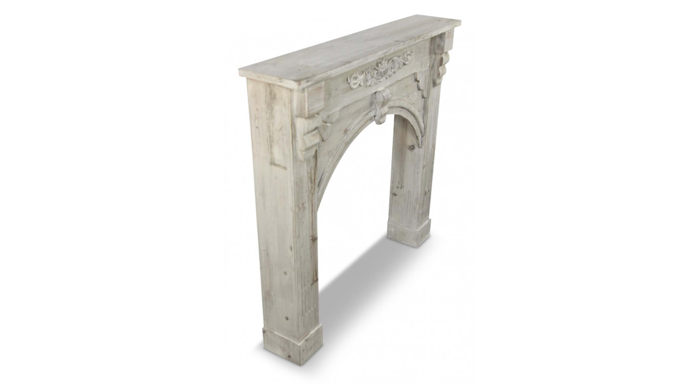 Rahmen Mantel Kamin Holz Cerusé Weiß 106x21x100cm
