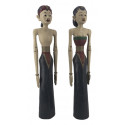 Set of 2 Black Wood Statue 25x18x100cm