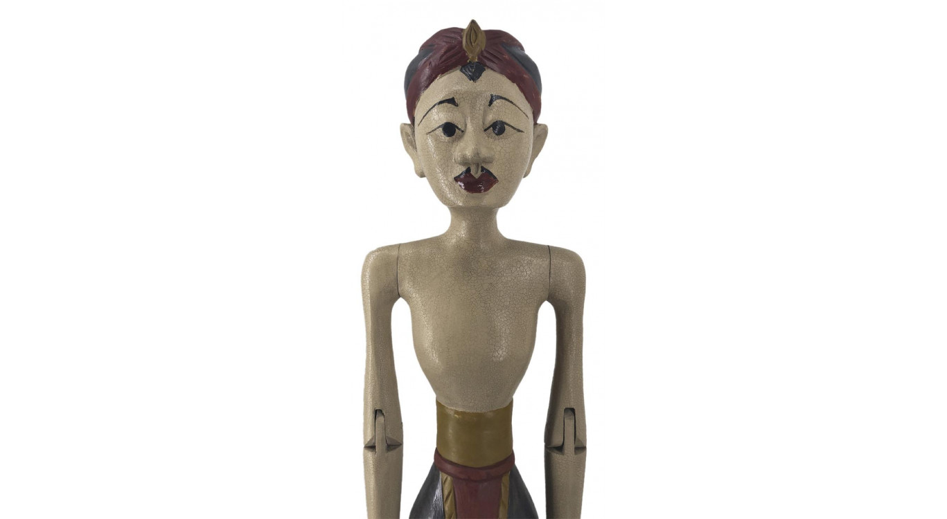 Lots de 2 Statue Bois Noir 25x18x100cm