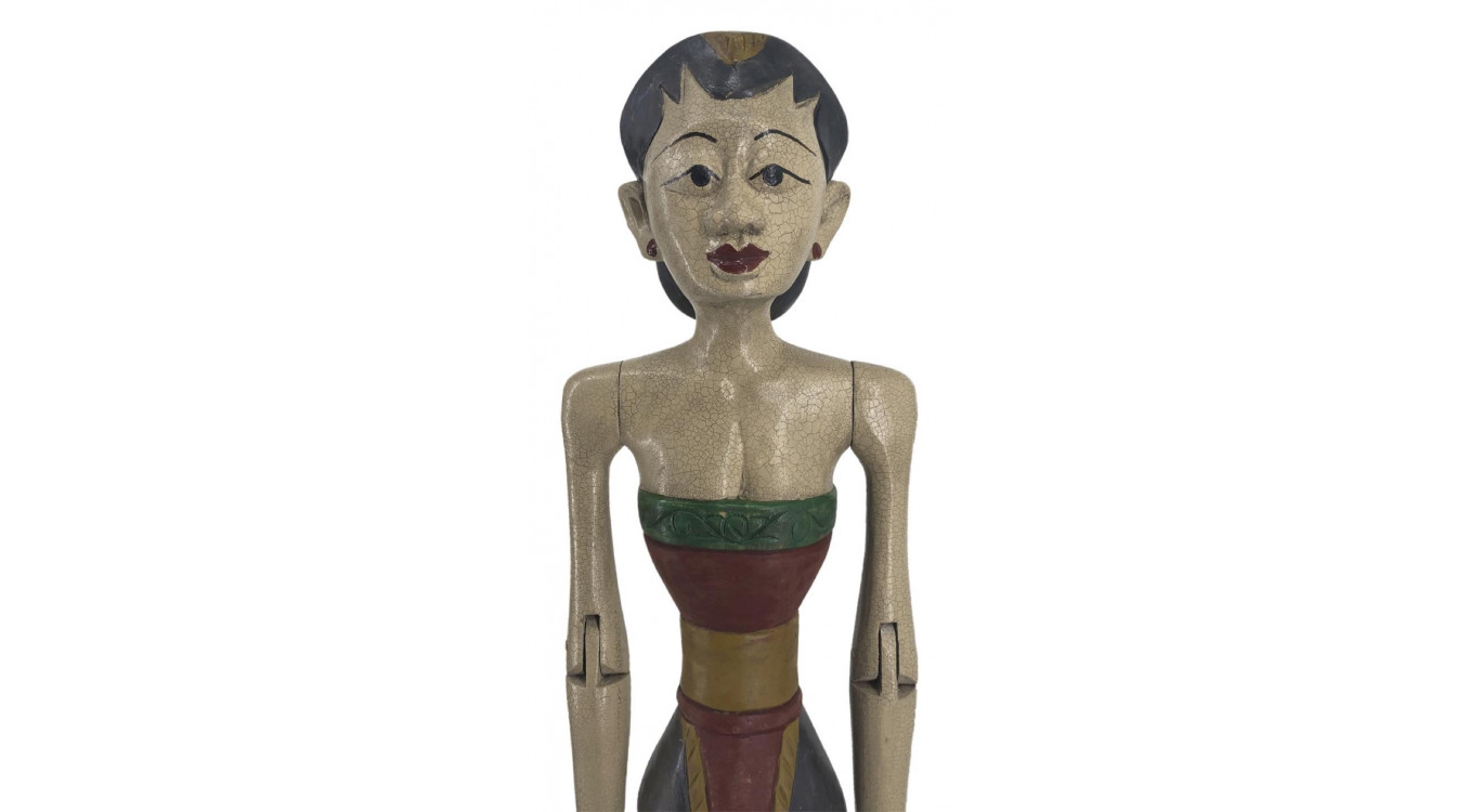Lots de 2 Statue Bois Noir 25x18x100cm