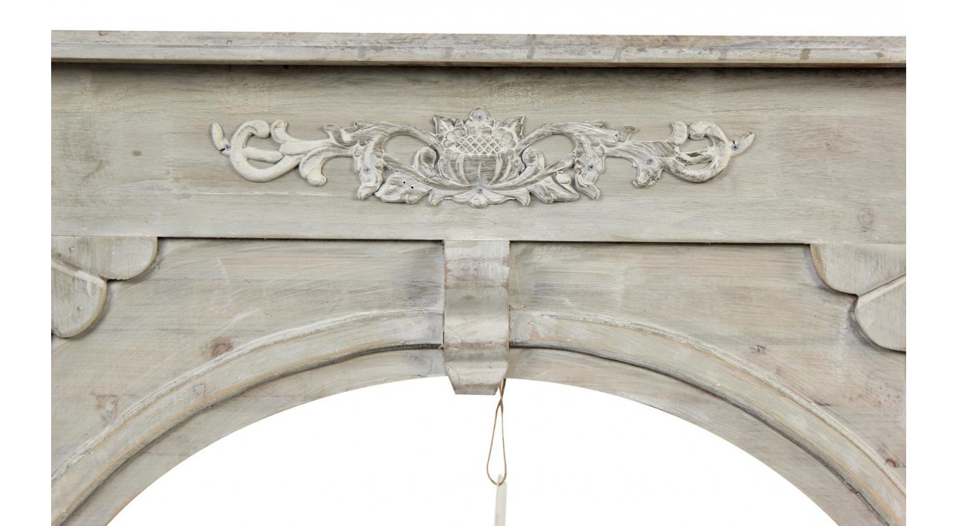 Encadrement Manteau Cheminée Bois Cerusé Blanc 106x21x100cm
