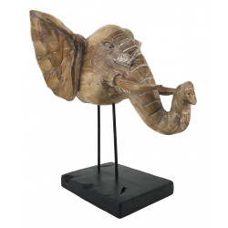 Sculpture Eléphant Bois Marron 50x45x55cm