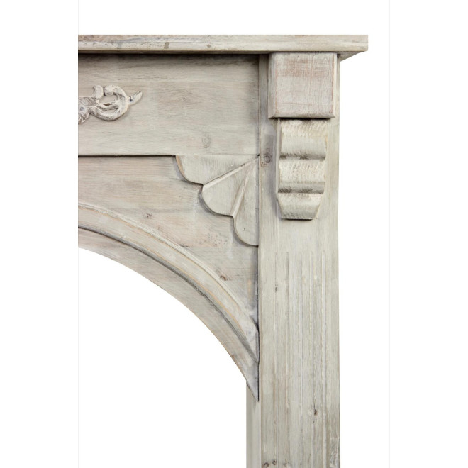 Encadrement Manteau Cheminée Bois Cerusé Blanc 106x21x100cm