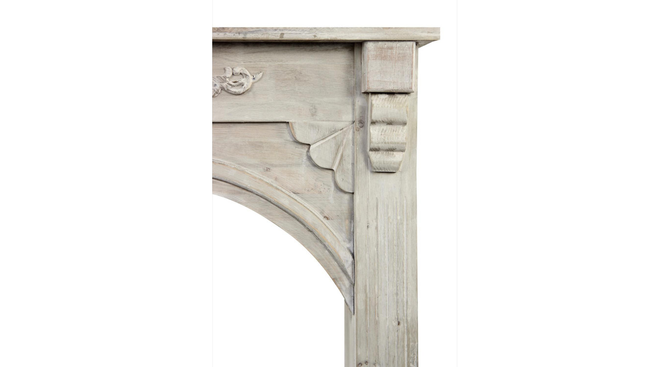 Rahmen Mantel Kamin Holz Cerusé Weiß 106x21x100cm