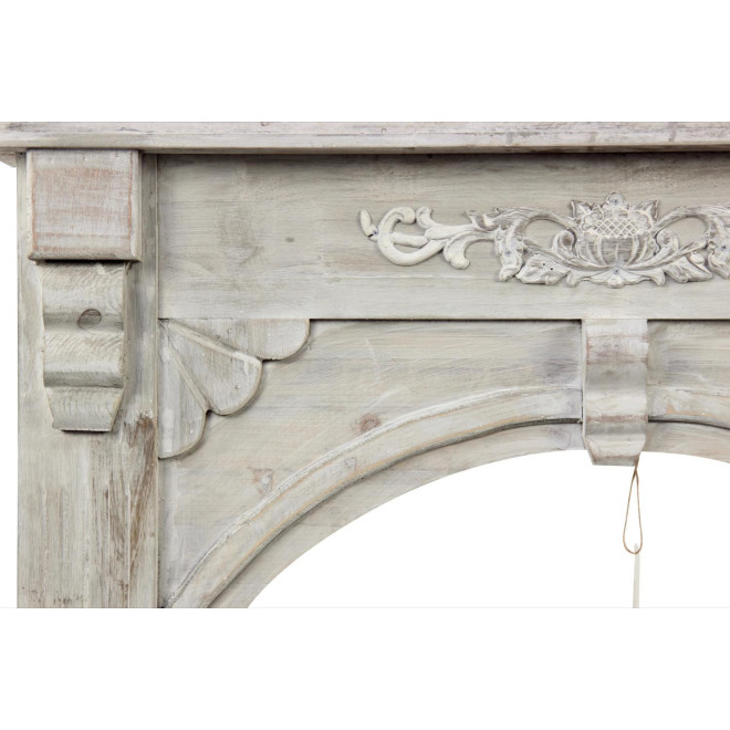 Encadrement Manteau Cheminée Bois Cerusé Blanc 106x21x100cm
