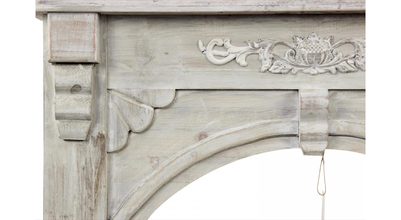 Encadrement Manteau Cheminée Bois Cerusé Blanc 106x21x100cm