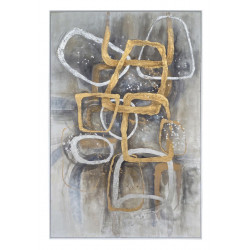Tableau Bois Toile Gris 120x180cm