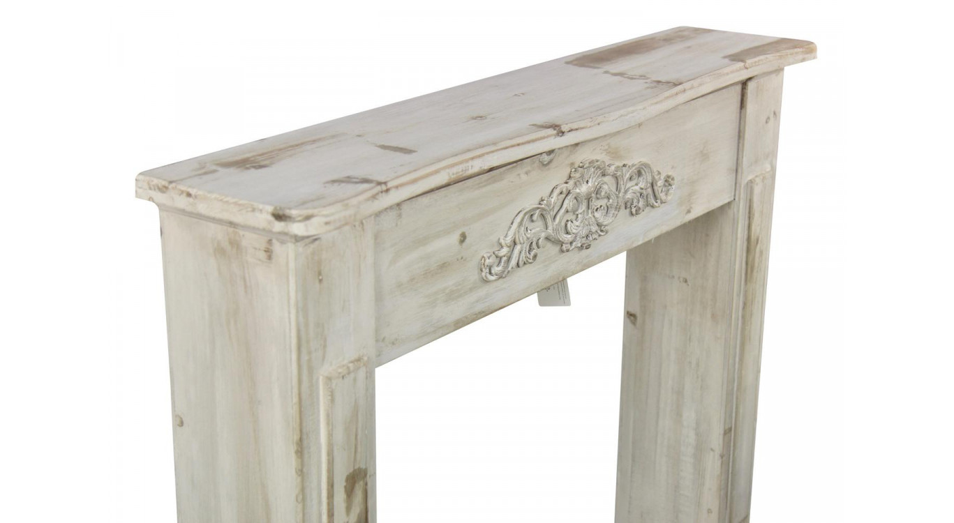 Encadrement Manteau Cheminée Bois Cerusé Blanc 109.5x23x98cm
