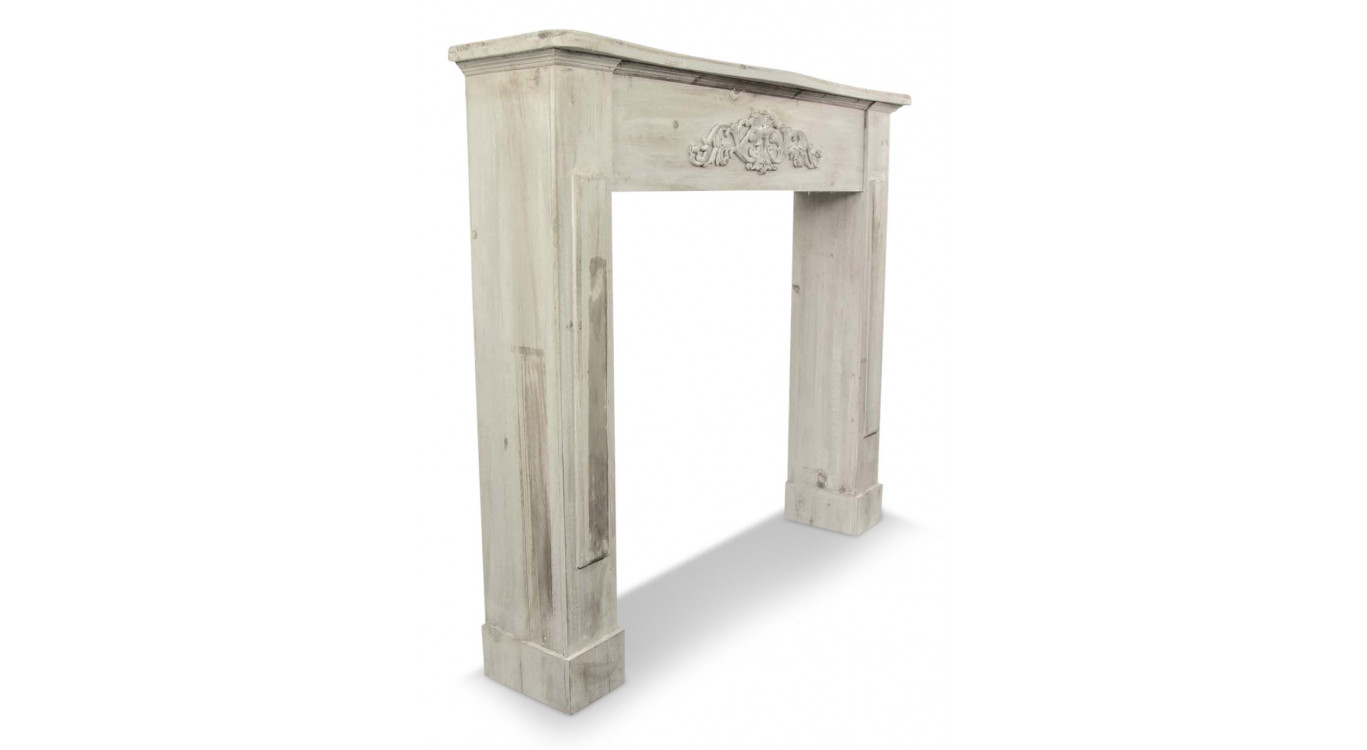 Encadrement Manteau Cheminée Bois Cerusé Blanc 109.5x23x98cm