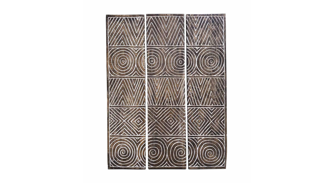 Triptyque Bois Marron 105x2x140cm