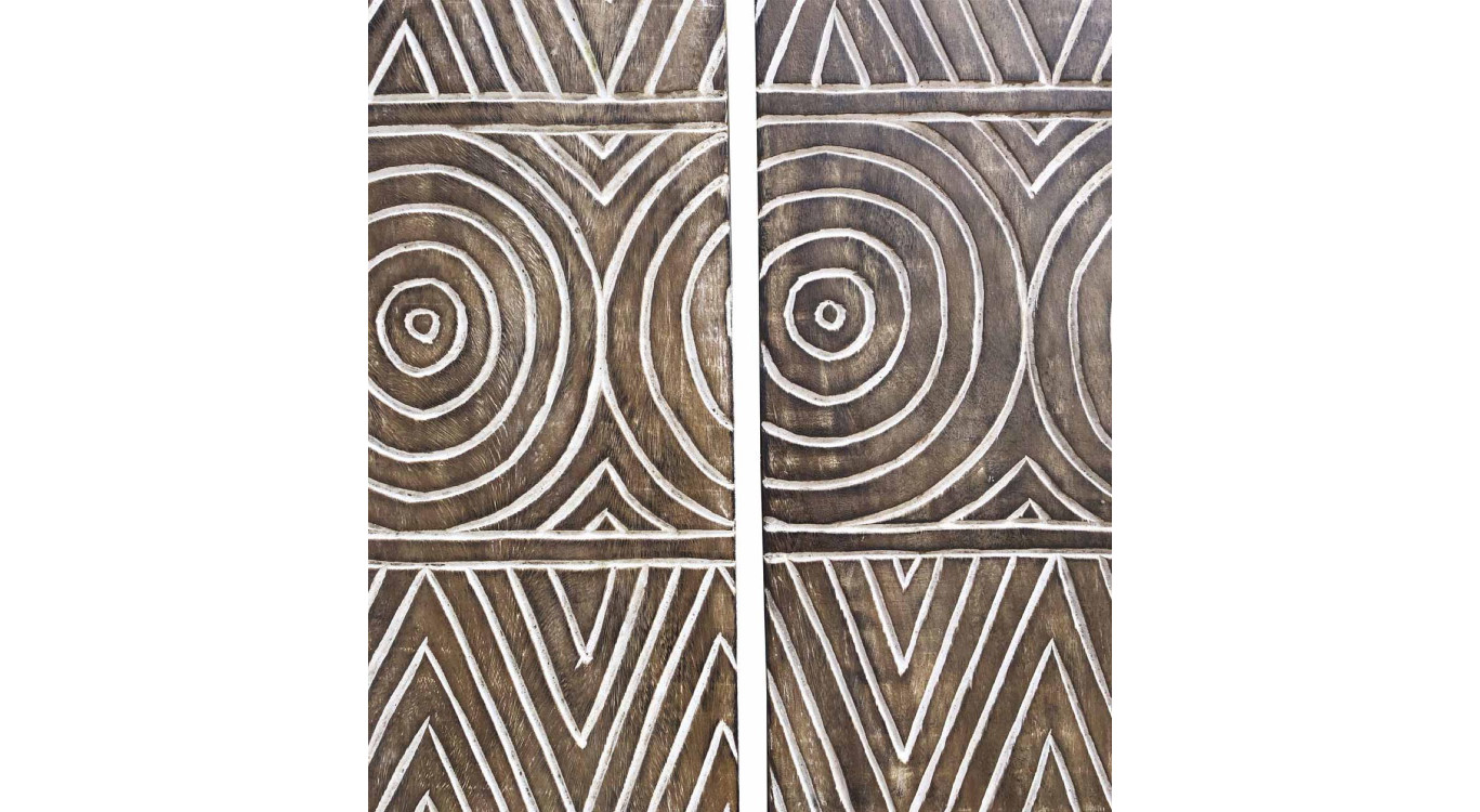 Triptyque Bois Marron 105x2x140cm