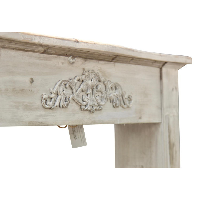 Encadrement Manteau Cheminée Bois Cerusé Blanc 109.5x23x98cm