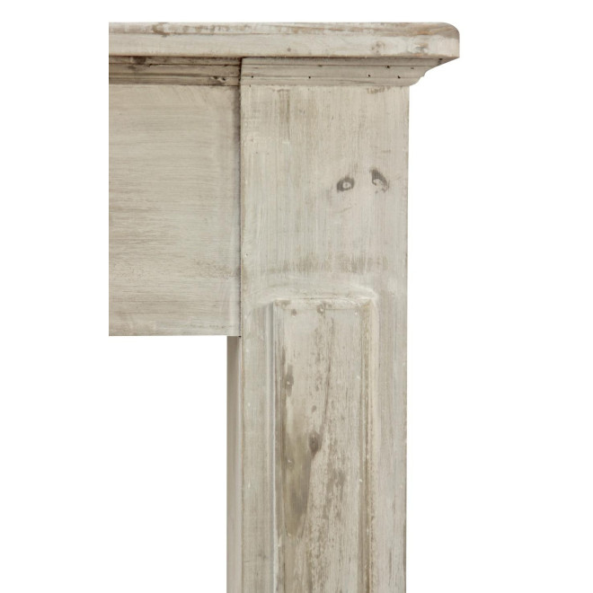 Encadrement Manteau Cheminée Bois Cerusé Blanc 109.5x23x98cm
