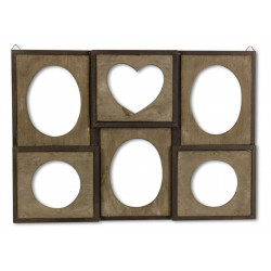 Cadre Photo Retro 6 Photos Horizontal Bois 51x2.5x36cm