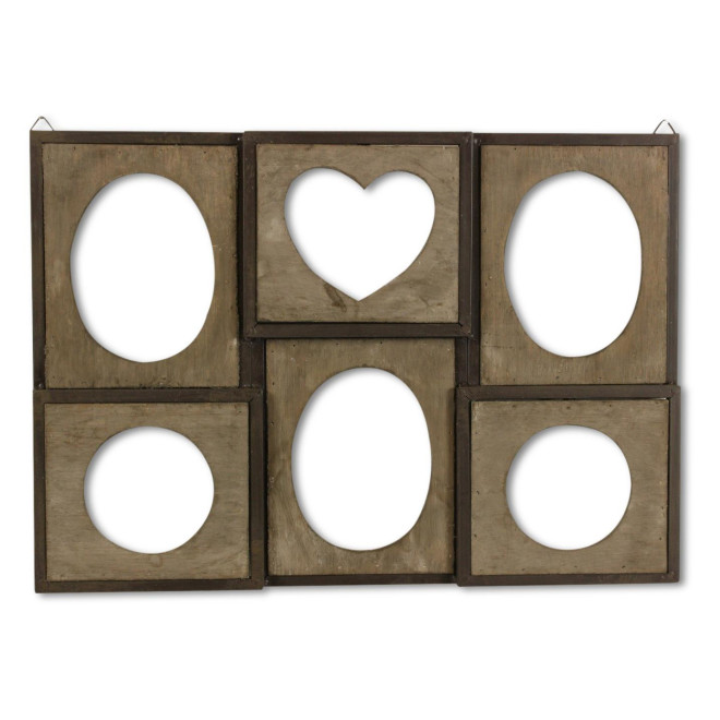 Cadre Photo Retro 6 Photos Horizontal Bois 51x2.5x36cm
