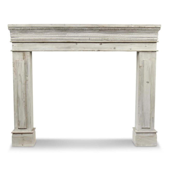 Einfassung Mantel Kamin Holz Cerusé Weiß 120x17x98.5cm