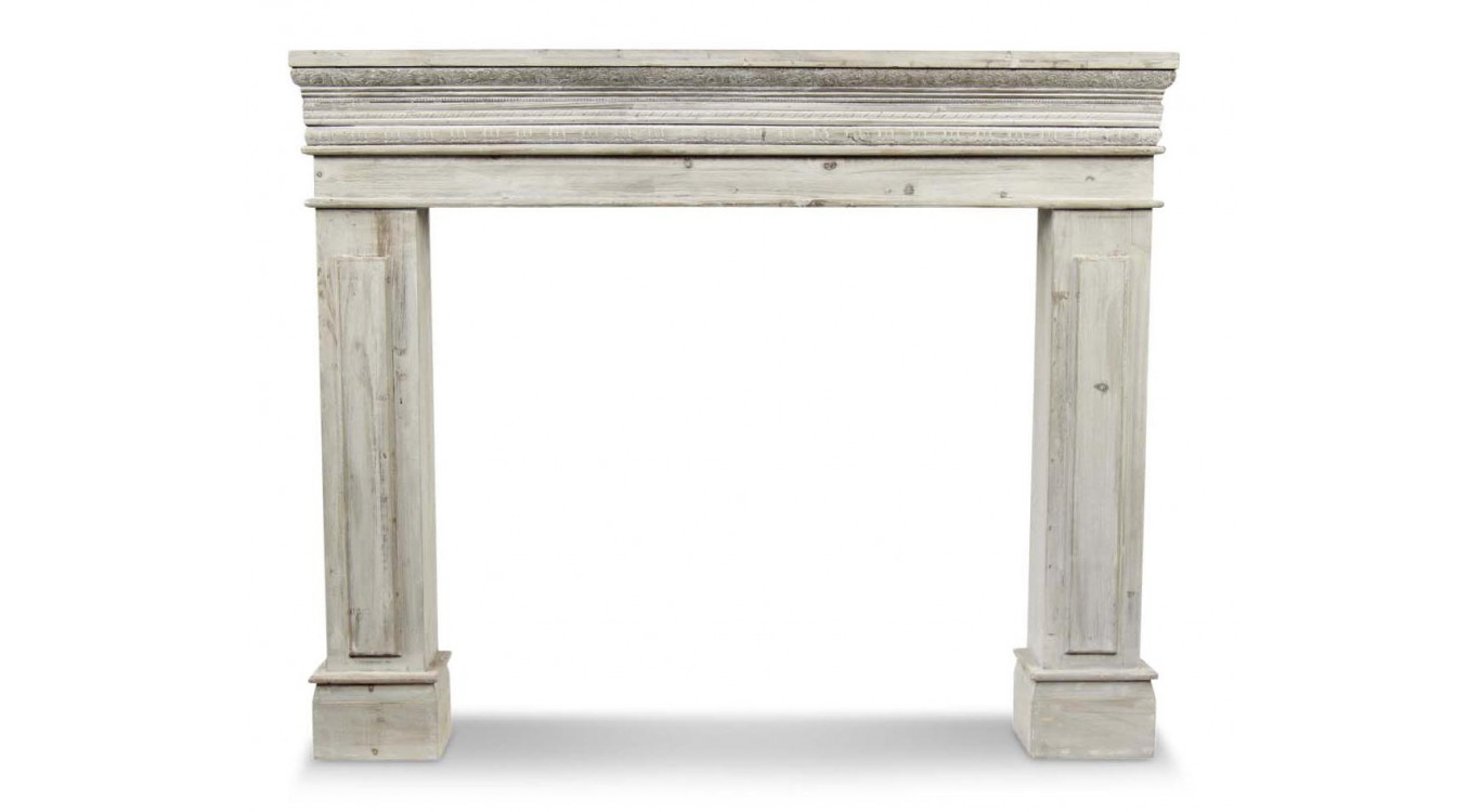 Einfassung Mantel Kamin Holz Cerusé Weiß 120x17x98.5cm