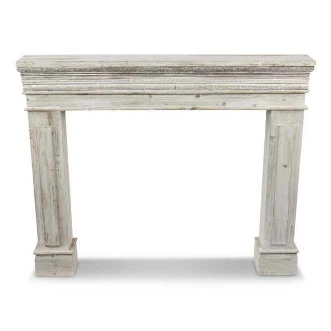 Einfassung Mantel Kamin Holz Cerusé Weiß 120x17x98.5cm
