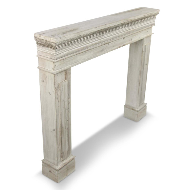 Einfassung Mantel Kamin Holz Cerusé Weiß 120x17x98.5cm