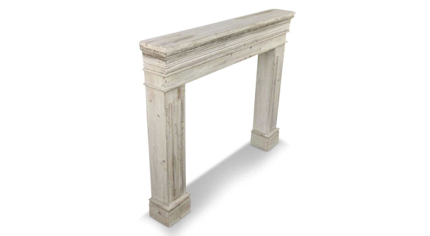 Einfassung Mantel Kamin Holz Cerusé Weiß 120x17x98.5cm