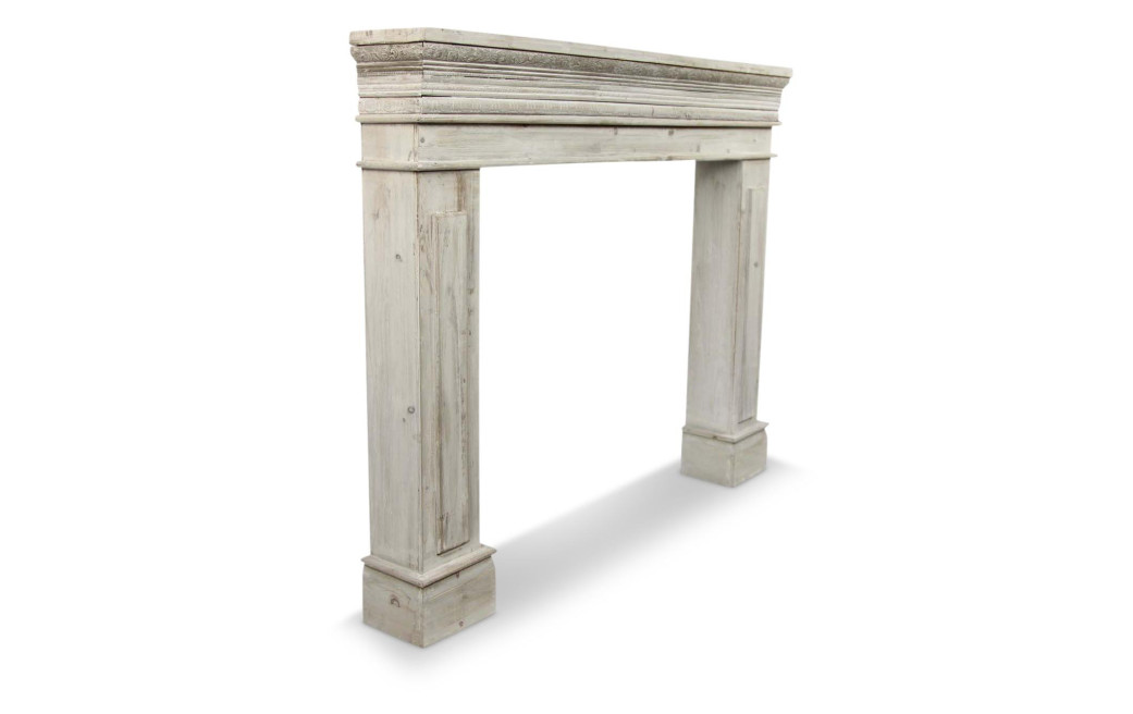 Einfassung Mantel Kamin Holz Cerusé Weiß 120x17x98.5cm