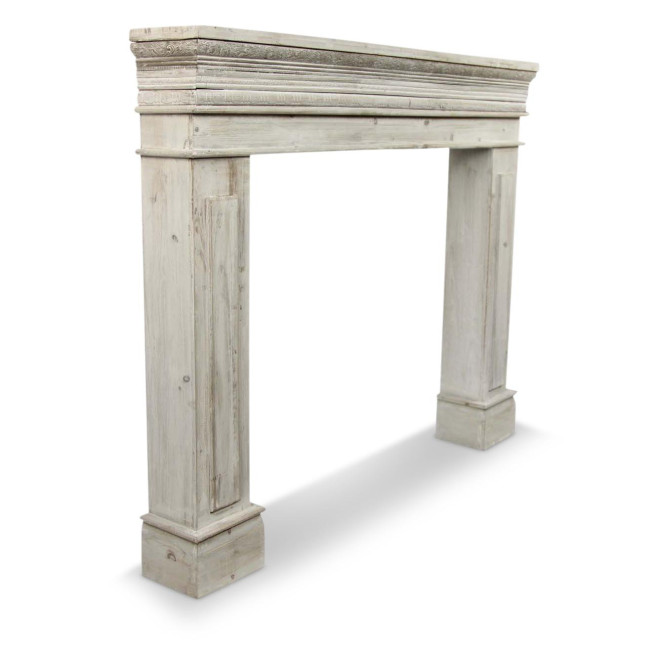 Einfassung Mantel Kamin Holz Cerusé Weiß 120x17x98.5cm