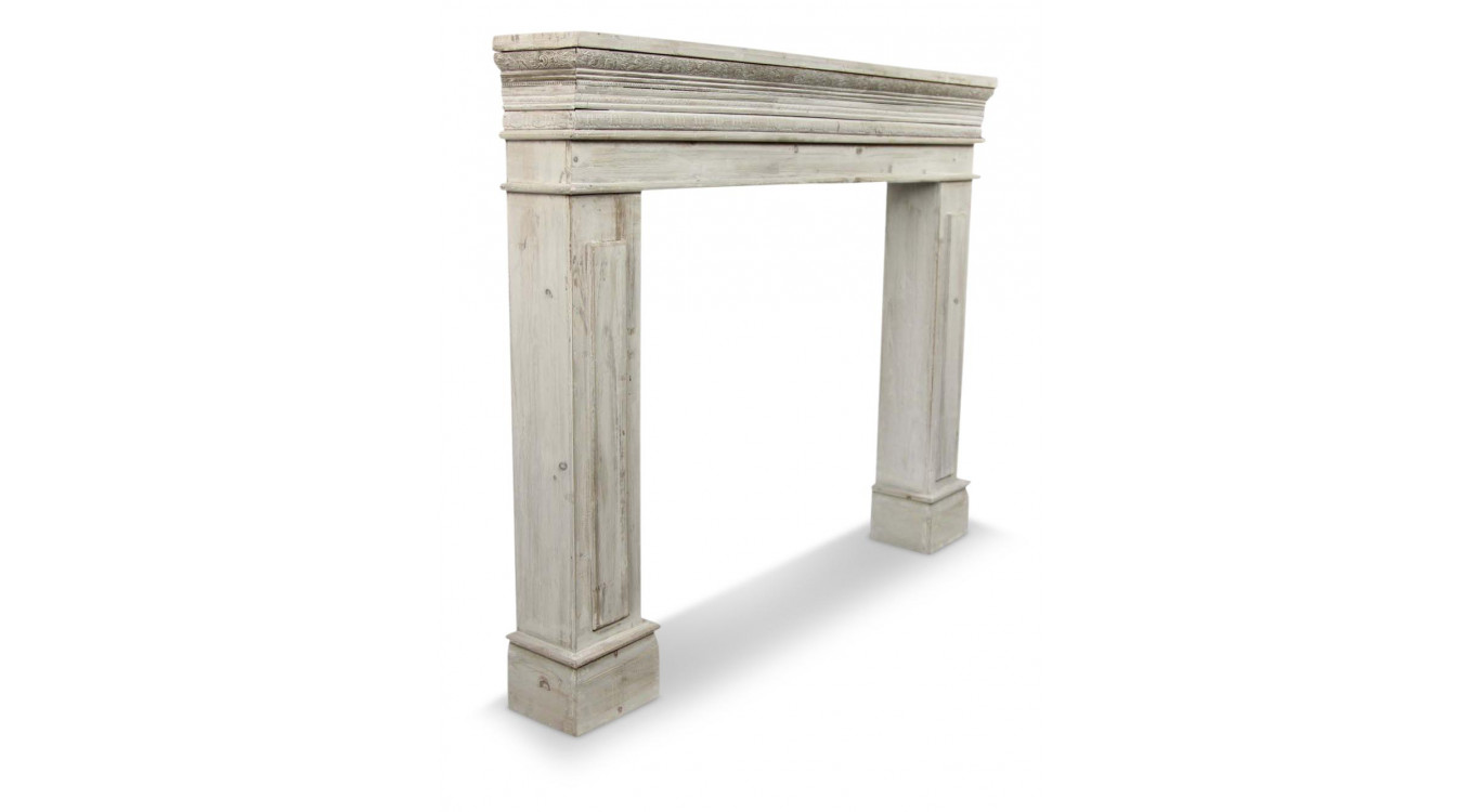 Einfassung Mantel Kamin Holz Cerusé Weiß 120x17x98.5cm