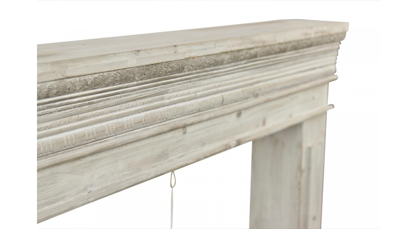 Einfassung Mantel Kamin Holz Cerusé Weiß 120x17x98.5cm