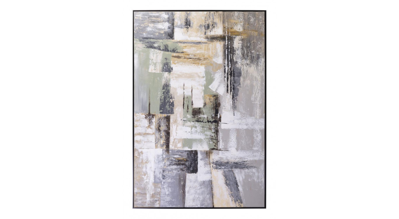 Tableau Bois Toile Gris 120x5x180cm
