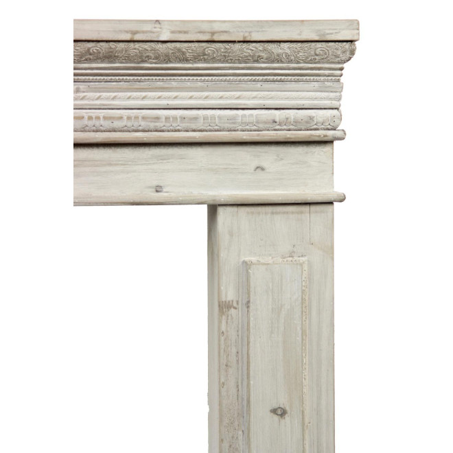 Einfassung Mantel Kamin Holz Cerusé Weiß 120x17x98.5cm