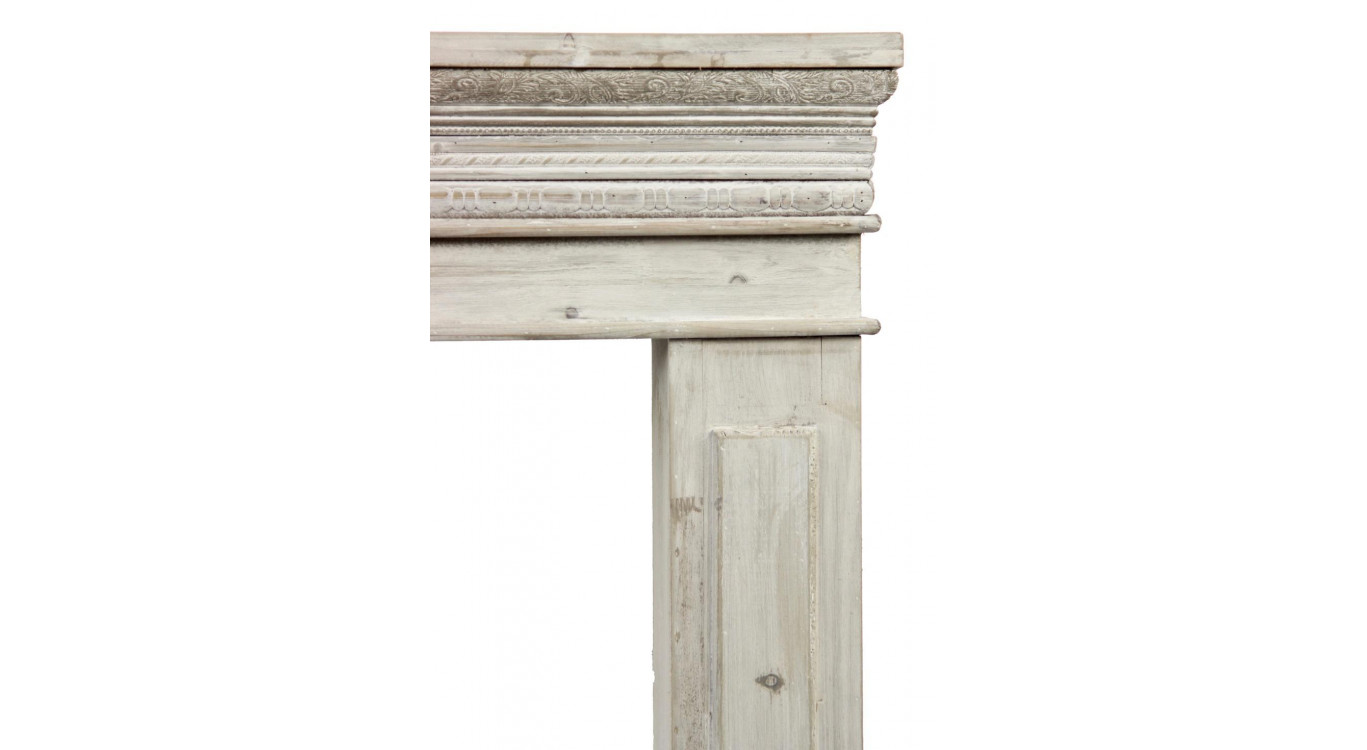Einfassung Mantel Kamin Holz Cerusé Weiß 120x17x98.5cm