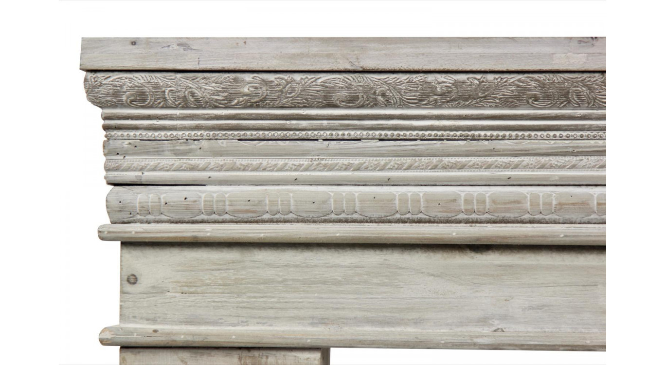 Einfassung Mantel Kamin Holz Cerusé Weiß 120x17x98.5cm