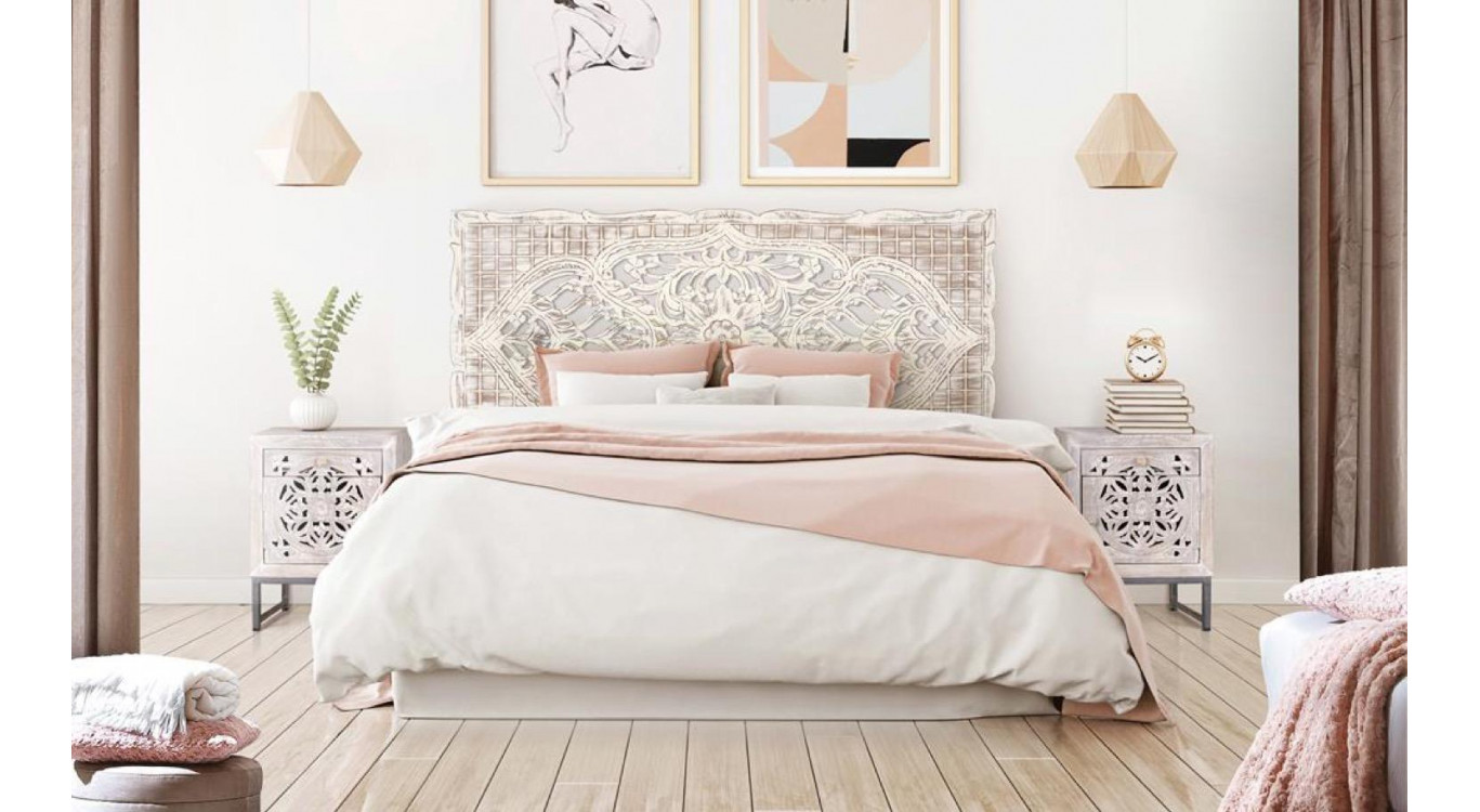Tête De Lit Bois Blanc 166x3x81cm