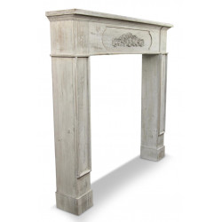 Encadrement Manteau Cheminée Bois Cerusé Blanc 112.5x19x102cm