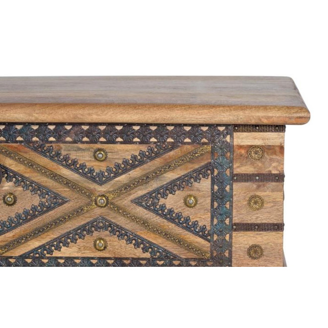 Coffre Bois Fer Marron 116x40x46cm