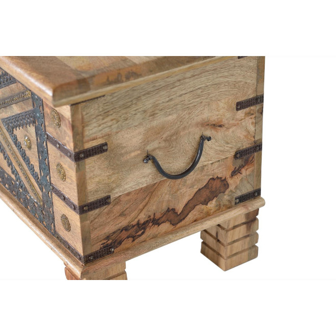 Coffre Bois Fer Marron 116x40x46cm