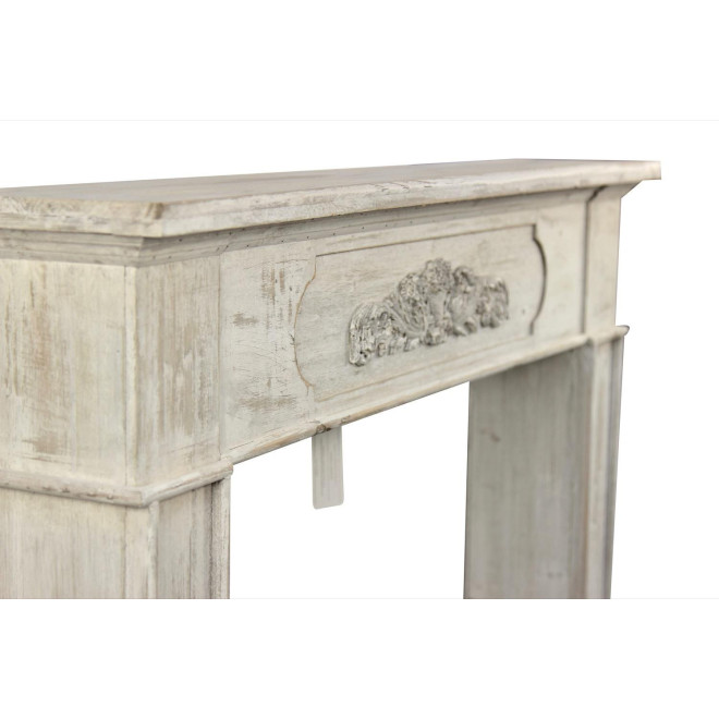Encadrement Manteau Cheminée Bois Cerusé Blanc 112.5x19x102cm