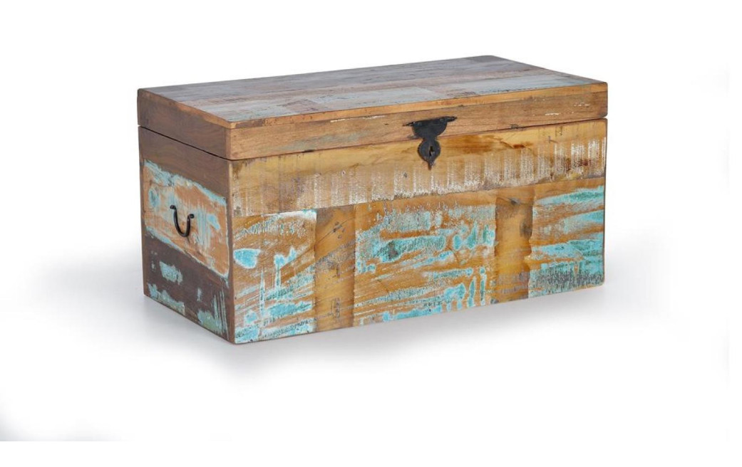 Coffre Bois Fer Marron 80x40x40cm