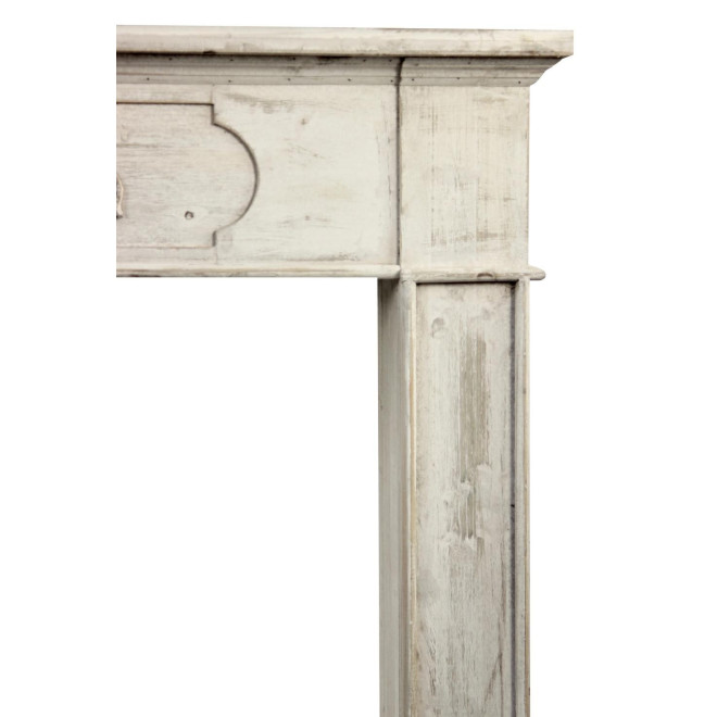 Encadrement Manteau Cheminée Bois Cerusé Blanc 112.5x19x102cm