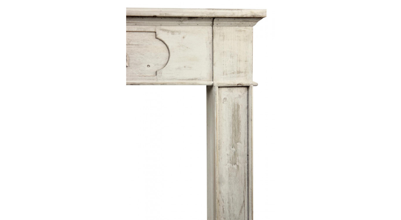 Encadrement Manteau Cheminée Bois Cerusé Blanc 112.5x19x102cm