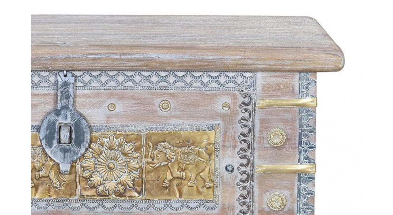 Coffre Bois Bronze Marron 80x40x45cm