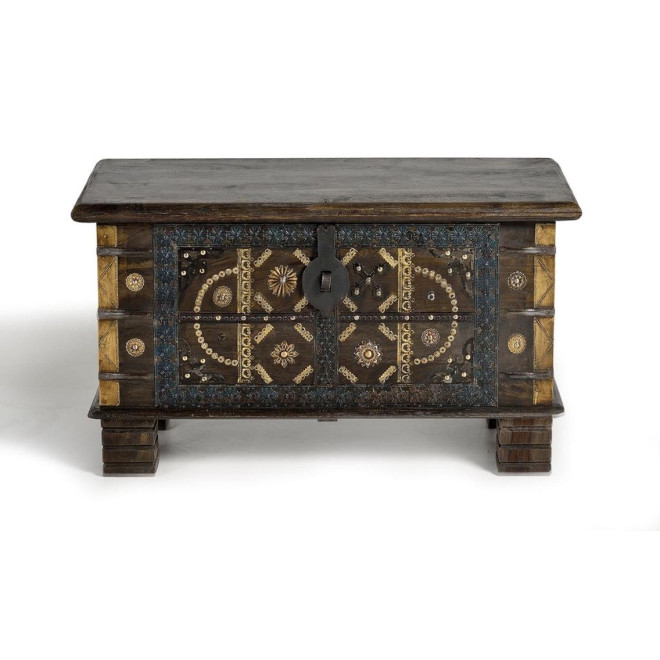Coffre Bois Bronze Marron 80x40x46cm