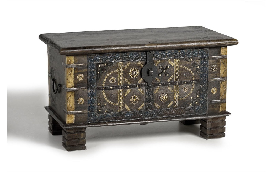 Coffre Bois Bronze Marron 80x40x46cm