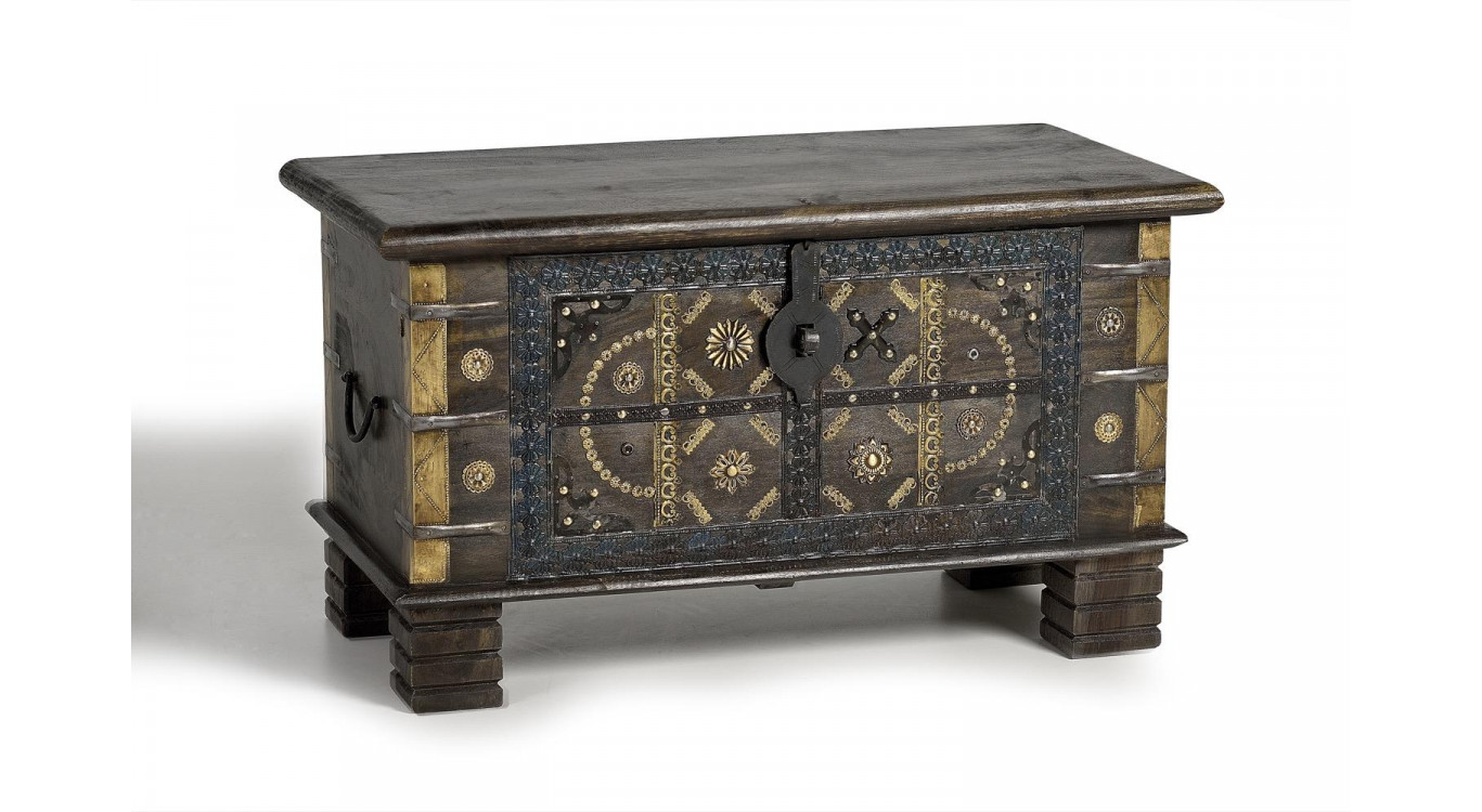 Coffre Bois Bronze Marron 80x40x46cm